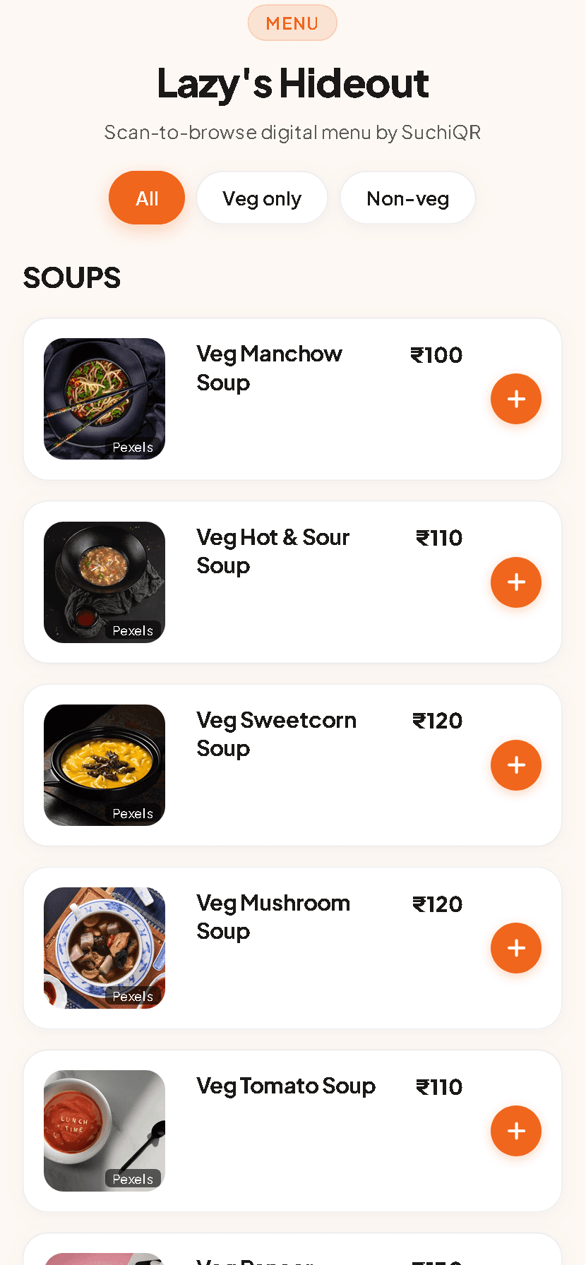Customer Digital Menu & Contactless Ordering
